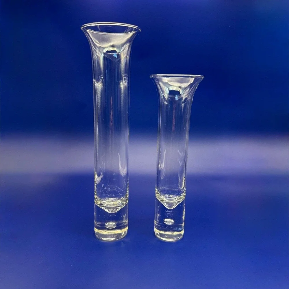 Crown Corning Horizon Bud Vase Set 8" & 10" Vintage Australian Crystal Glass-Box - Picture 3 of 13